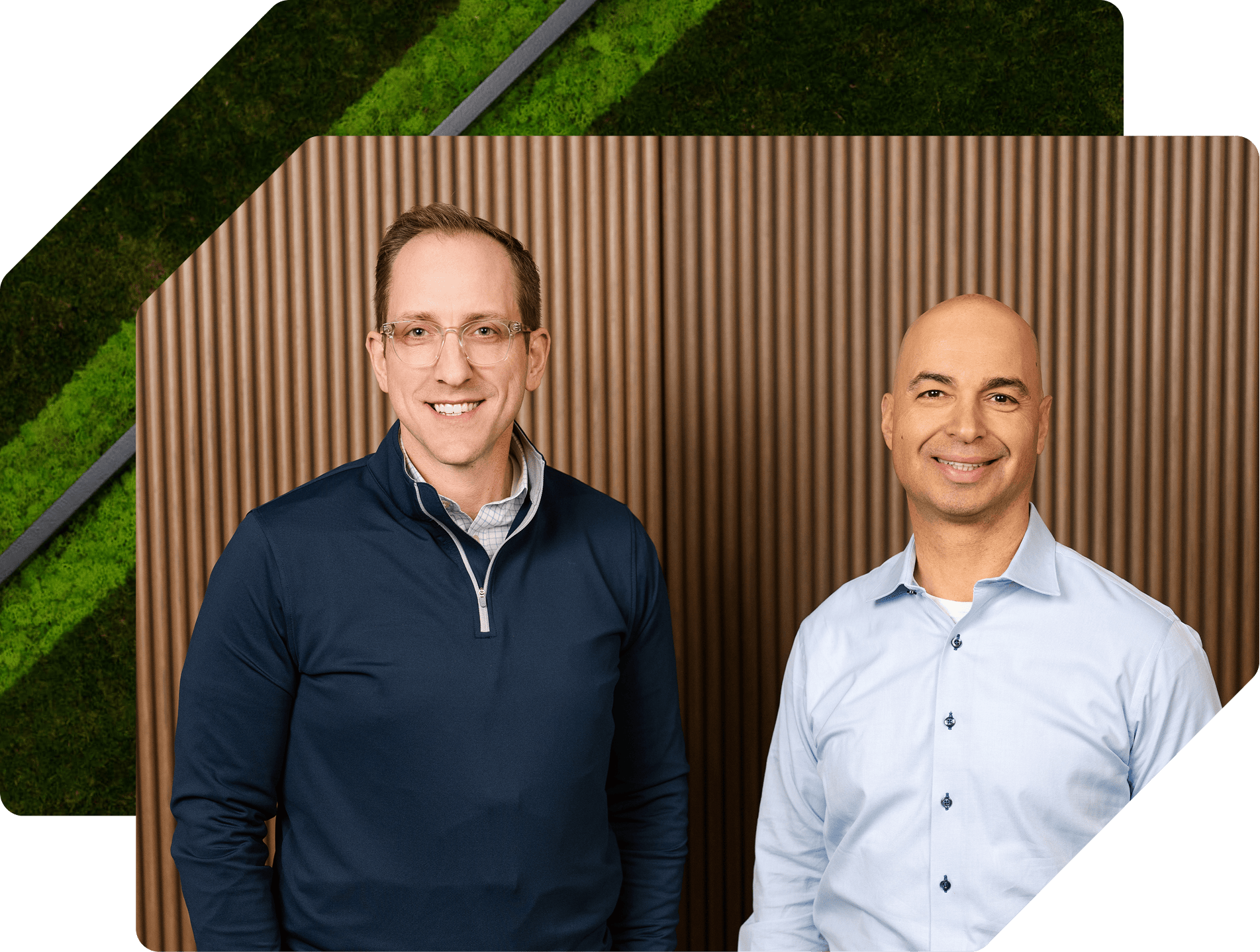 Portrait of Jeff Rudolph, Corteva Senior VP and Chief Strategy Officer, and Chuck Magro, CEO at Corteva.